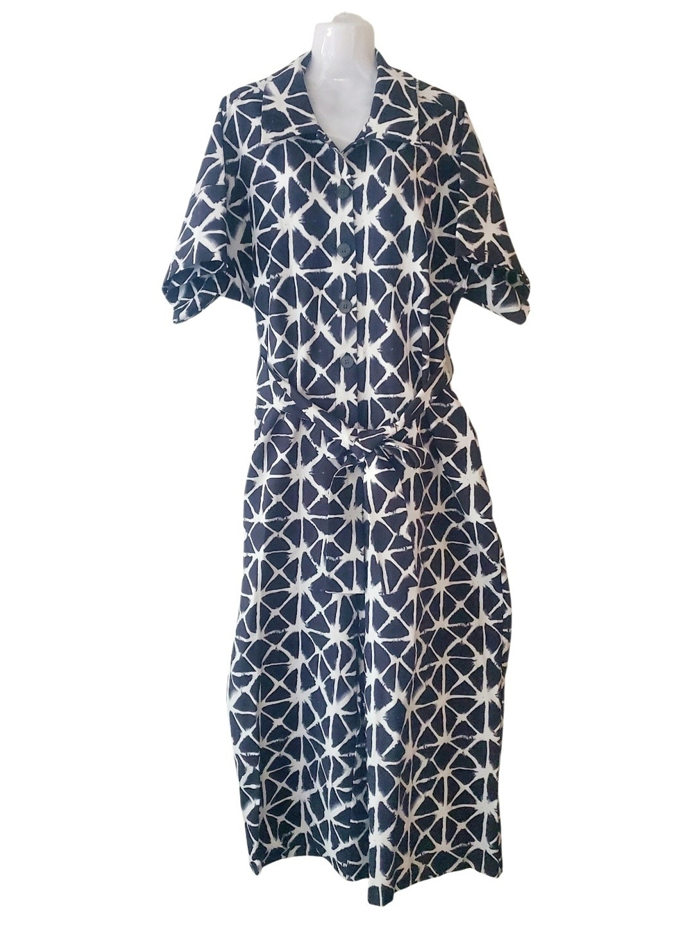 Natori Black and White Geometric Jumpsuit.